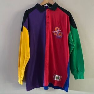 Vintage In the Paint Color Block NBA Phoenix Suns Basketball Polo Shirt Sz LARGE